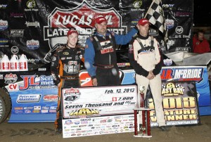Dennis Erb Wins Wednesday’s Rain Shortend Feature Event. Tyler Reddick (far left) finished second and Eric Jacobson finished third.