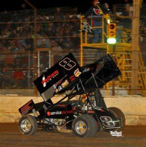 The checkered flag flies as Bob Ream, Jr. picked up his first Hose Advantage Store ASCS Southwest Region win this past Saturday at the Arizona Speedway. (ASCS / Patrick Shaw)