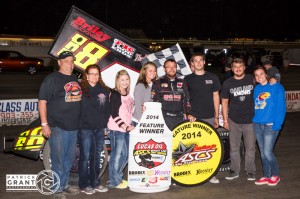 Tony Bruce, Jr. parked the TBJ Promotions No. 18 in Victory Lane with the Lucas Oil ASCS presented by MAVTV American Real on night one of the 41st Devil's Bowl Spring Nationals. (ASCS / Pat Grant)