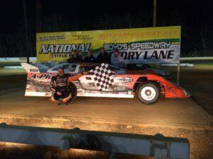 Todd Morrow in victory lane at Boyd’s Speedway.