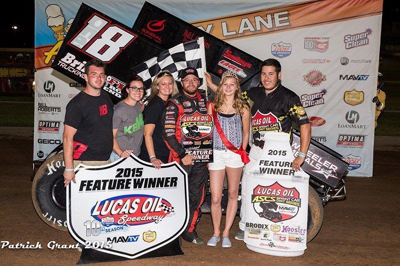 Tony Bruce, Jr. picked up his first ASCS National Tour Victory of 2015, leading start-to-finish at the Lucas Oil Speedway/ (ASCS / Pat Grant Photo)