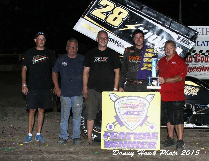 Jonathan Cornell was the class of the field with the Speedway Motors ASCS Warrior Region at the Scotland County Speedway. It marked the first time Sprint Cars had competed at the Missouri oval since 2001. (ASCS / Danny Howk)