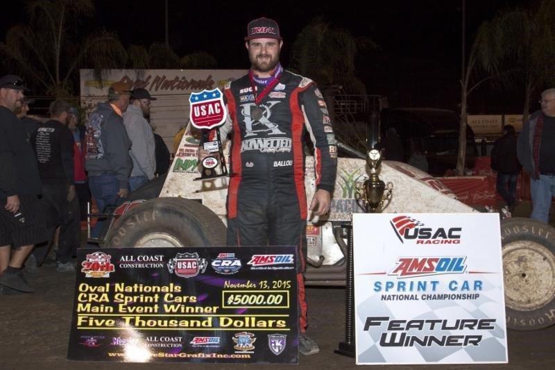 Rocklin, California's Robert Ballou won night two of the "Oval Nationals" Friday night at Perris Auto Speedway. (Steve Lafond) 