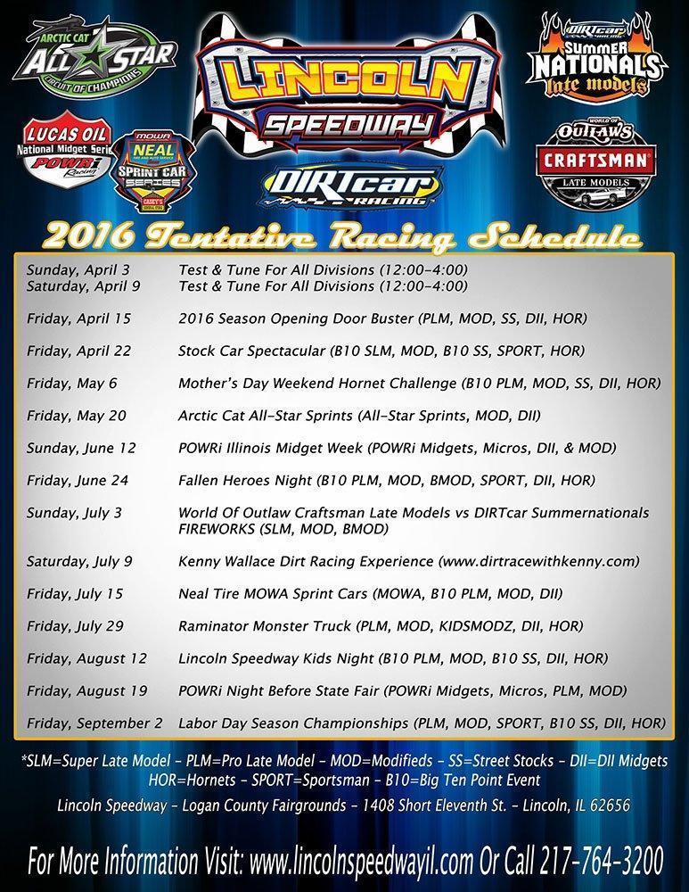 2016LincolnSchedule2016