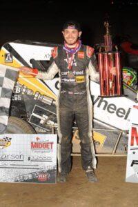 Kyle Larson won Tuesday night's "Indiana Midget Week" opener at Montpelier Motor Speedway. (DAVID NEARPASS PHOTO) 