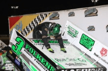 Tim Kaeding celebrates his win on Night #2 of the Knoxville Nationals (Dave Biro - DB3 Imaging)